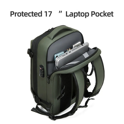 Men Travel Backpack 17 Inch Vacuum Compression Laptop Backpack Extended Large Capacity School Backpack Hiking Business Backpack