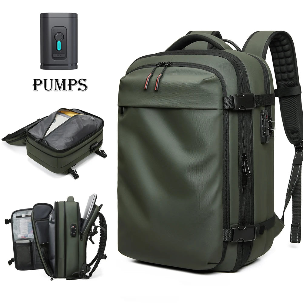 Men Travel Backpack 17 Inch Vacuum Compression Laptop Backpack Extended Large Capacity School Backpack Hiking Business Backpack